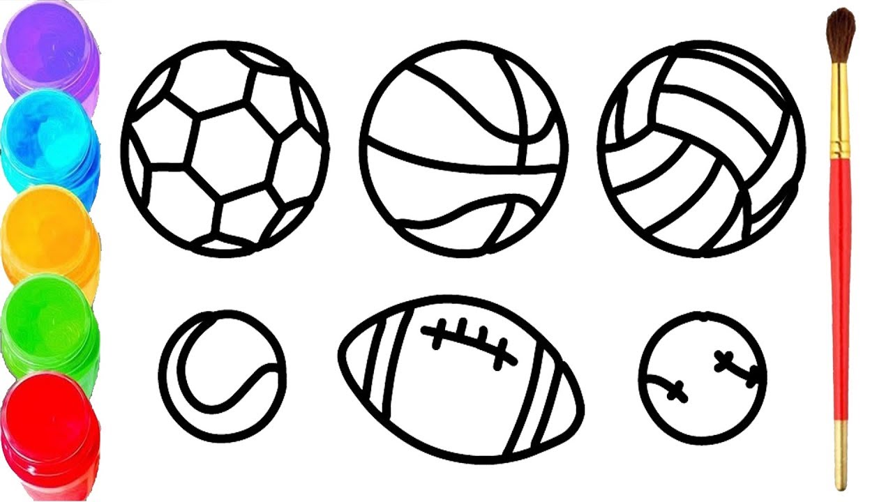 Coloring 6 balls| Sports Balls Coloring Pages For Kids, football,  basketball Coloring Pages For Kids - YouTube