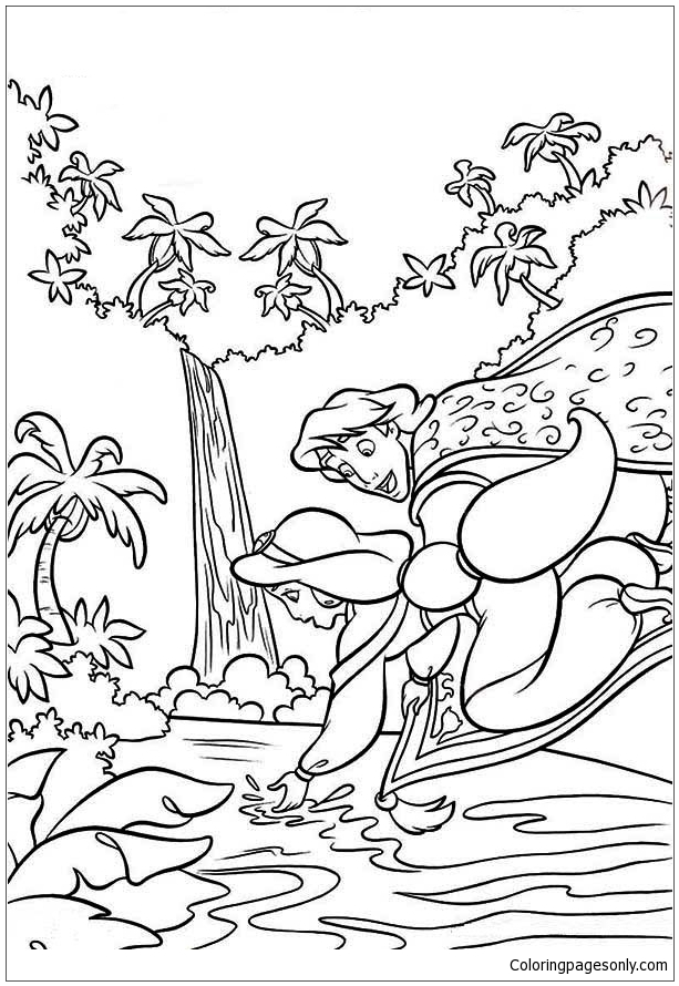 Aladdin And Jasmine Found A Refreshing Oasis In The Desert Coloring Pages -  Deserts Coloring Pages - Coloring Pages For Kids And Adults
