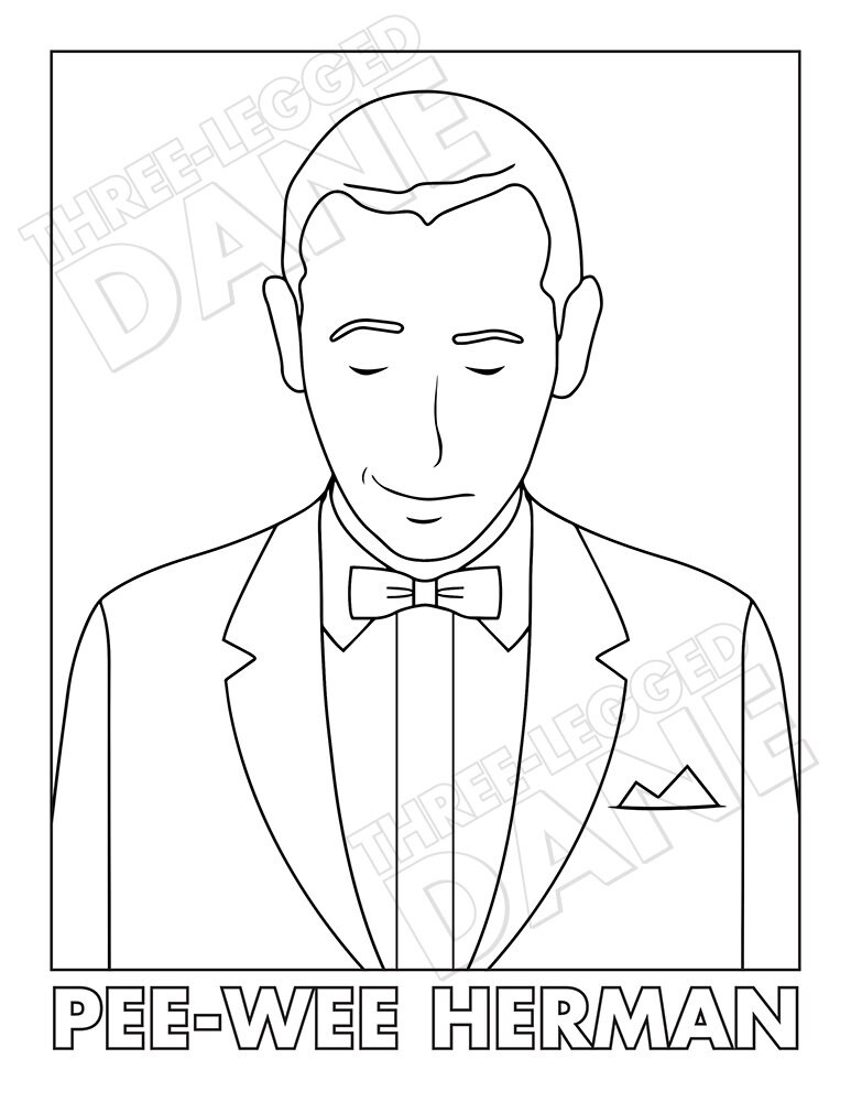 Coloring Page Pee-wee Herman Instant PDF Digital Download - Etsy Ireland