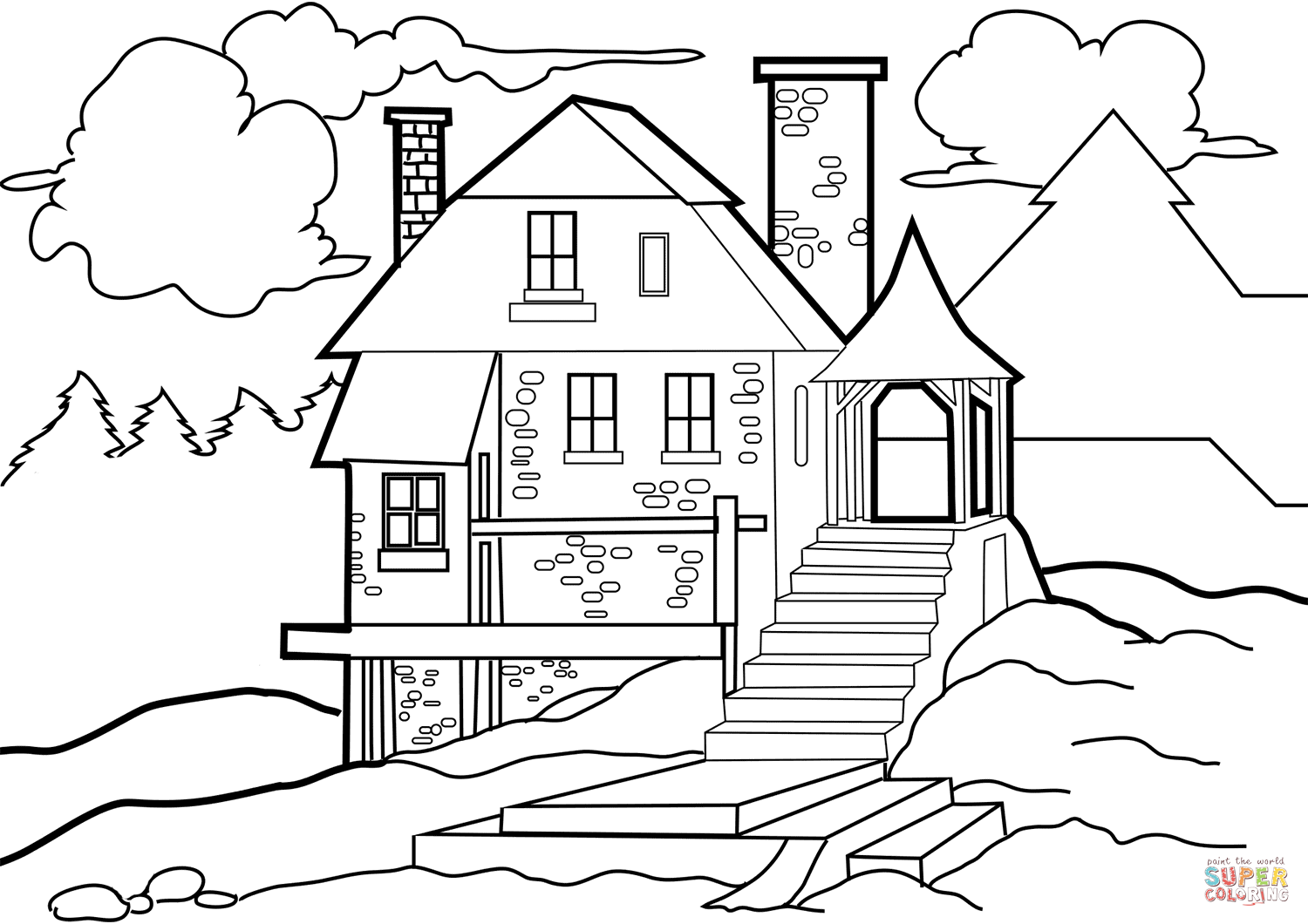 House in the Wilderness coloring page | Free Printable Coloring Pages