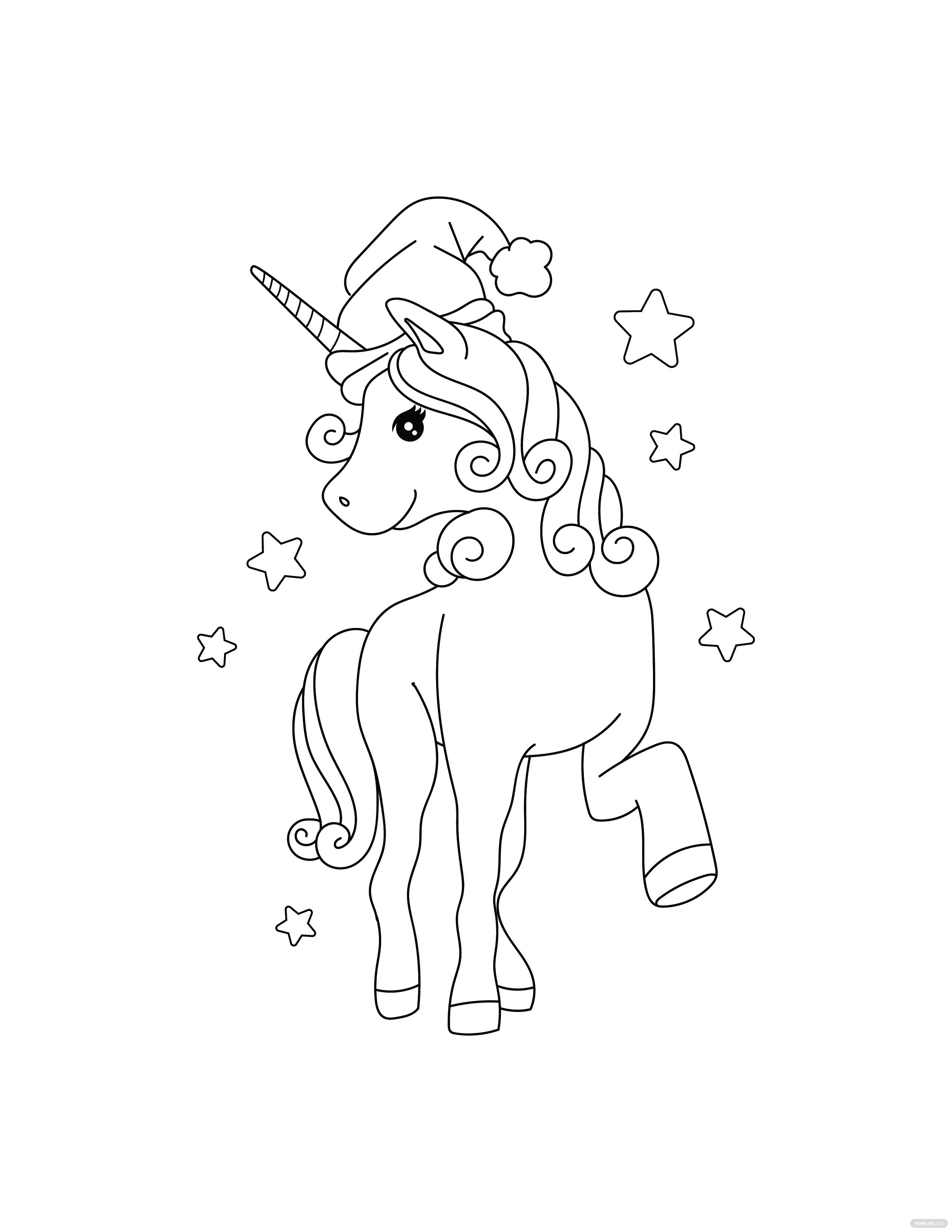 Free Christmas Unicorn Coloring Page - EPS, Illustrator, JPG, PNG, PDF, SVG  | Template.net