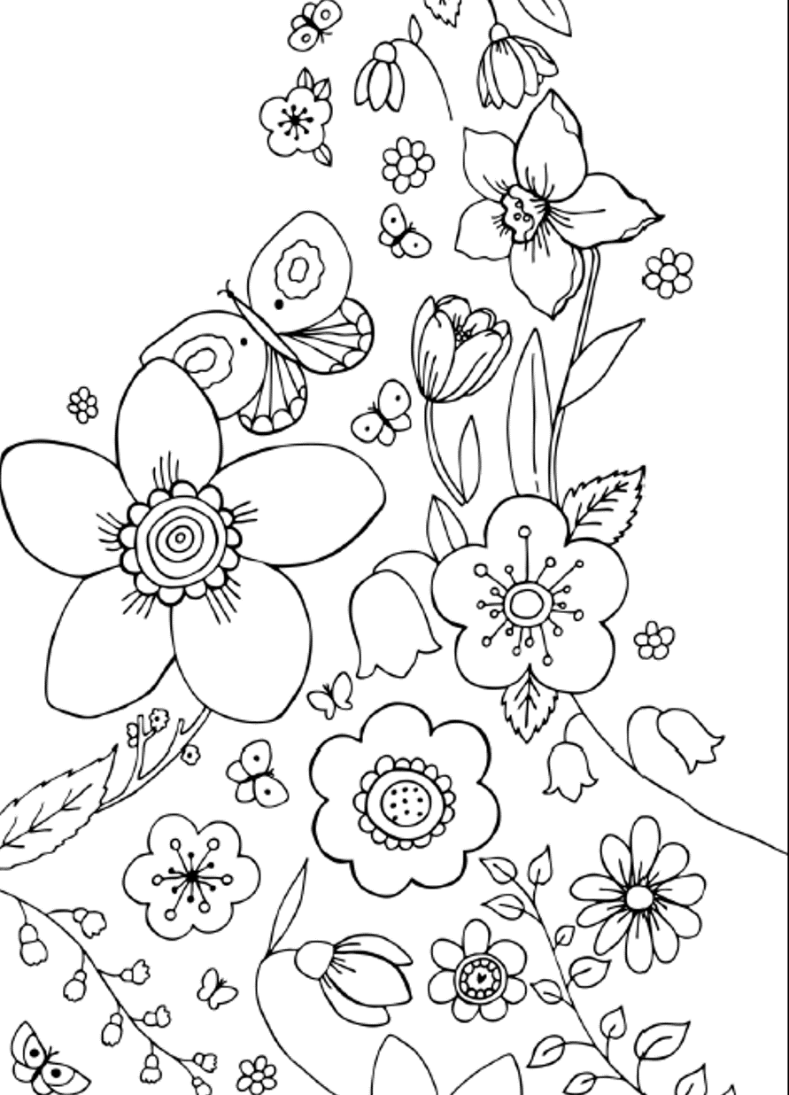 Spring Flowers Coloring Pages | Flower Coloring pages of ...
