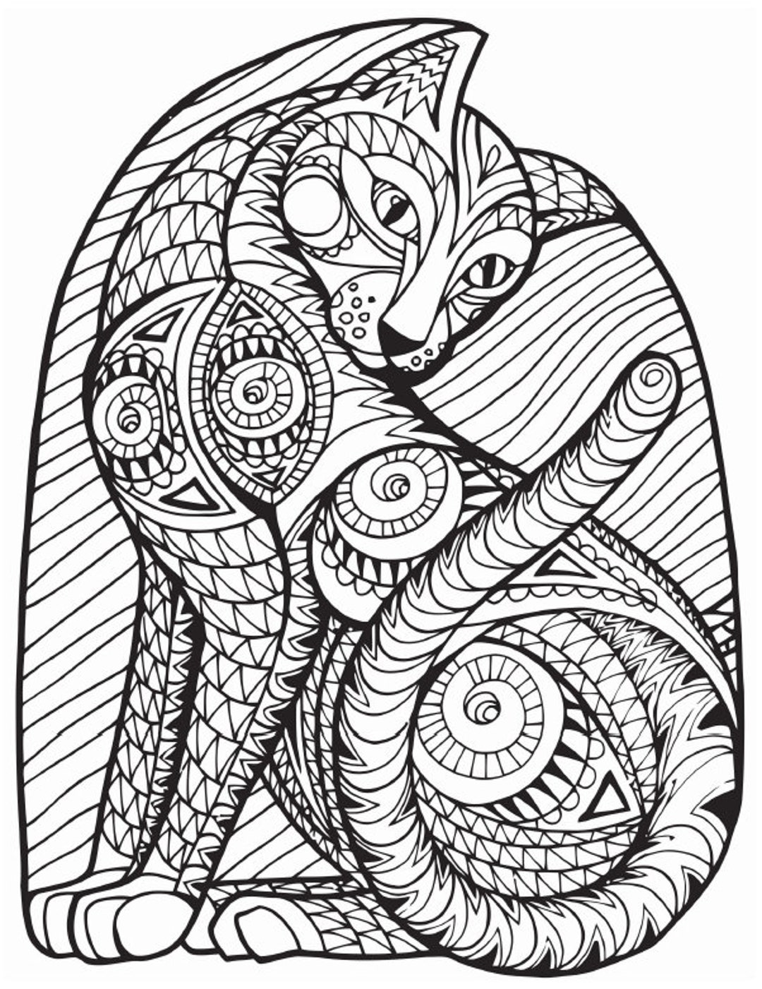 Mythical Cat Mandala Coloring Page ...
