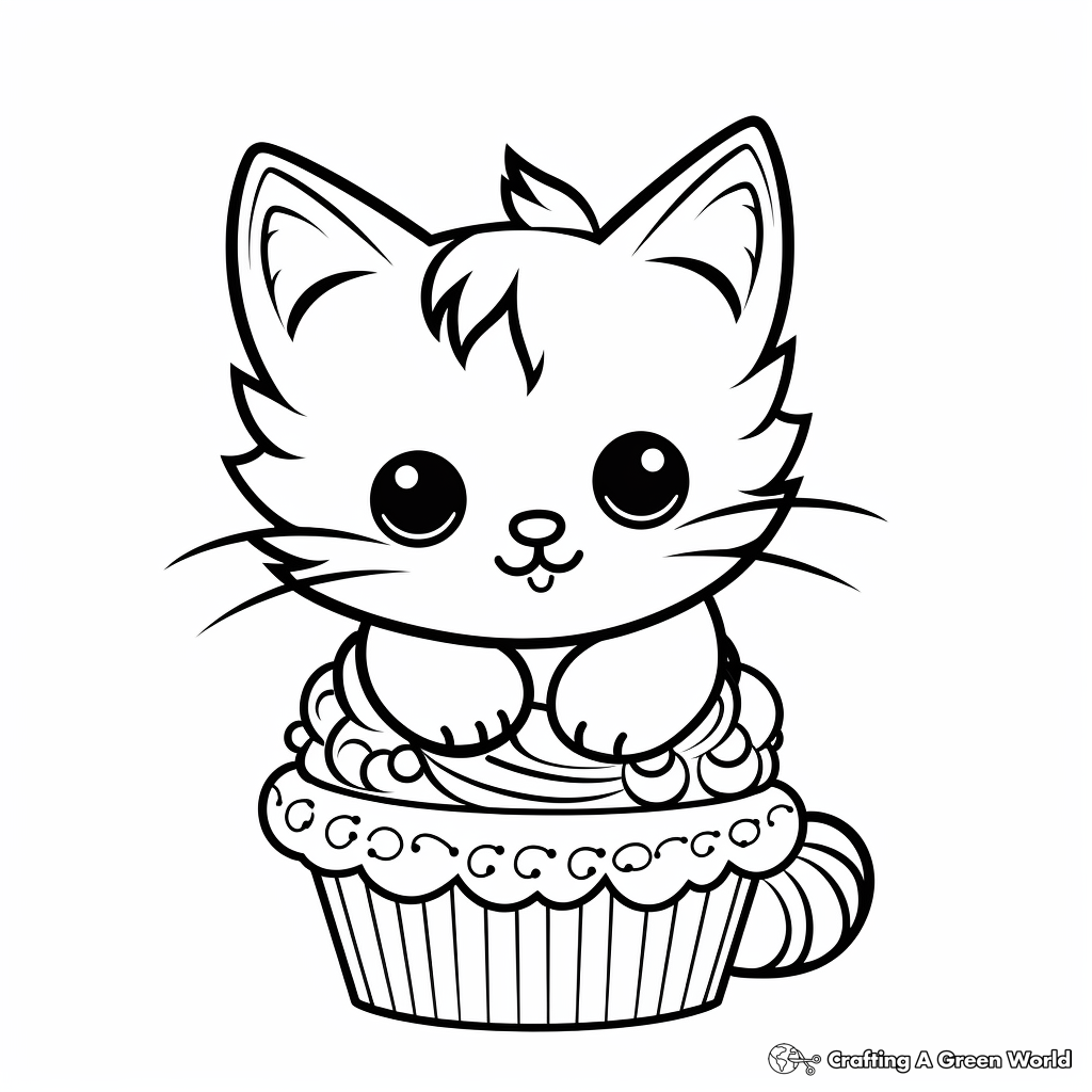 Cupcake Cat Coloring Pages - Coloring Nation