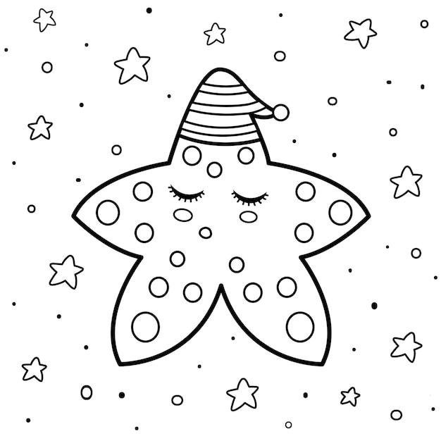 night coloring book template. Black ...