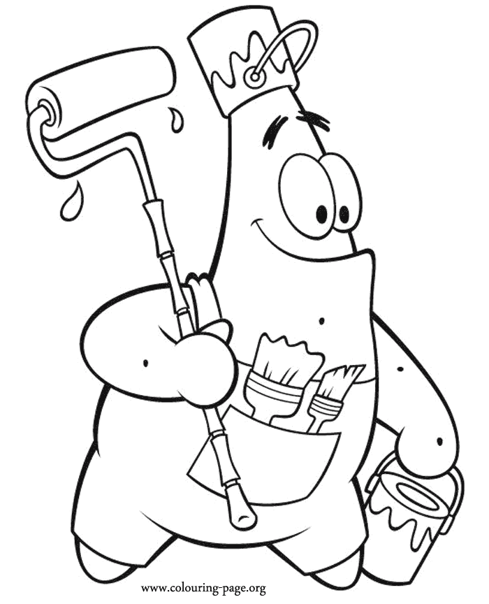 SpongeBob SquarePants - Patrick Star as a painter coloring page | Spongebob  coloring, Cartoon coloring pages, Spongebob drawings