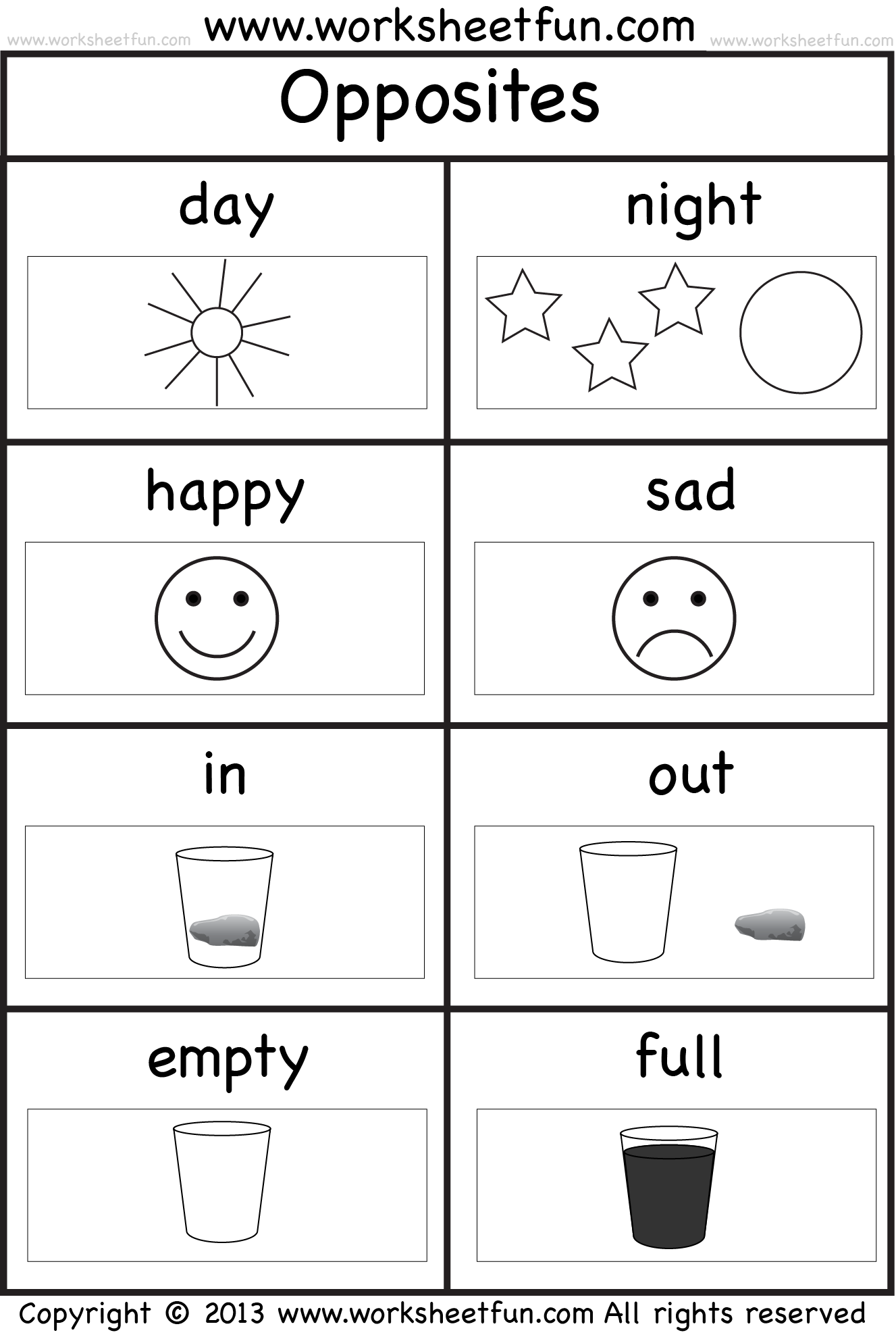 Opposites Coloring Pages Printable - Coloring Page