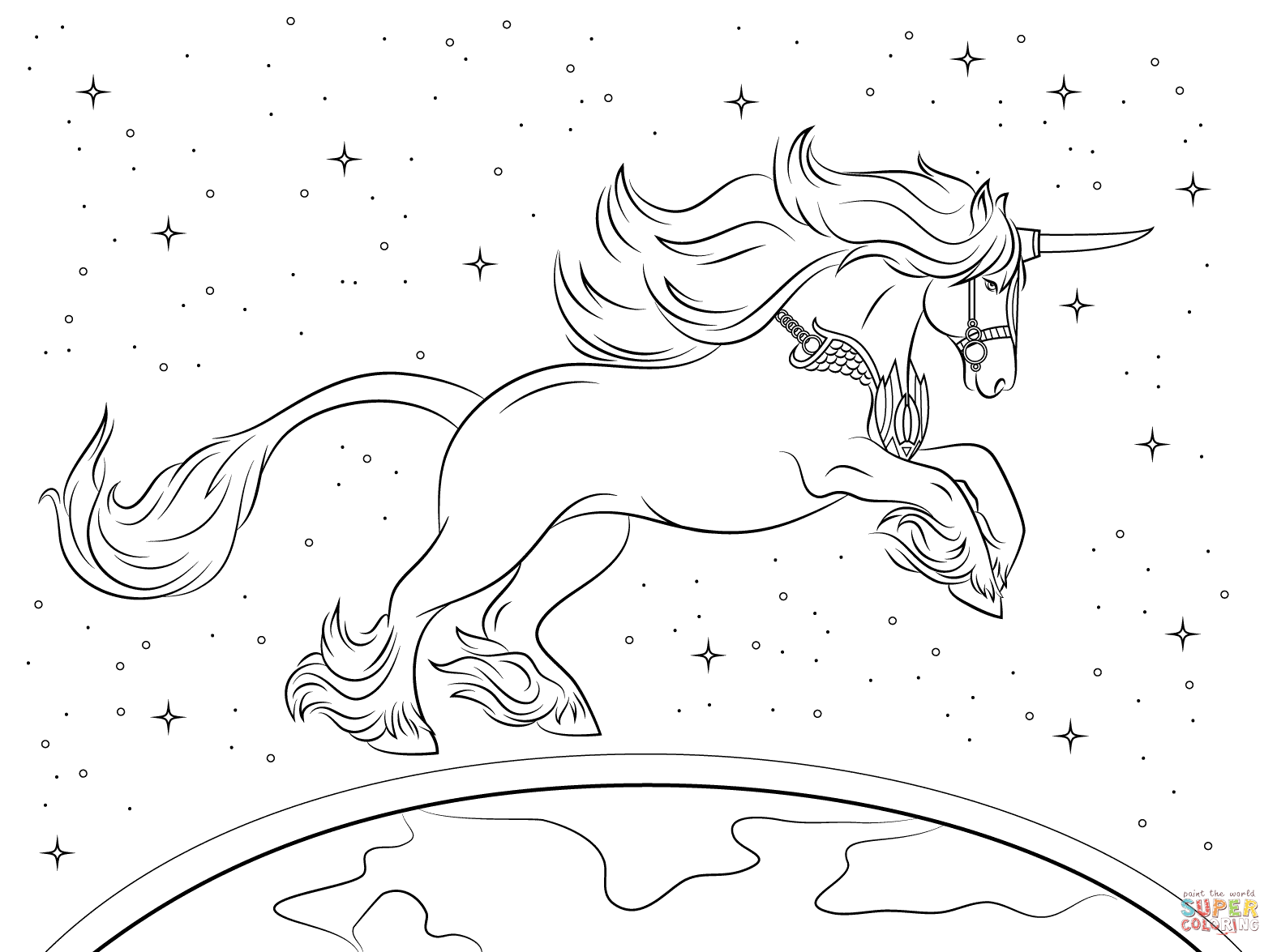 Beautiful Unicorn coloring page | Free Printable Coloring Pages