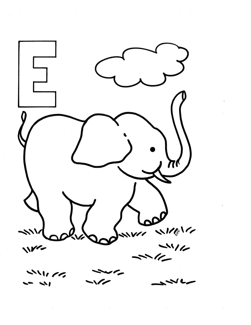 Letter E coloring page and printable free ELEFANTE | Kids Pages ...