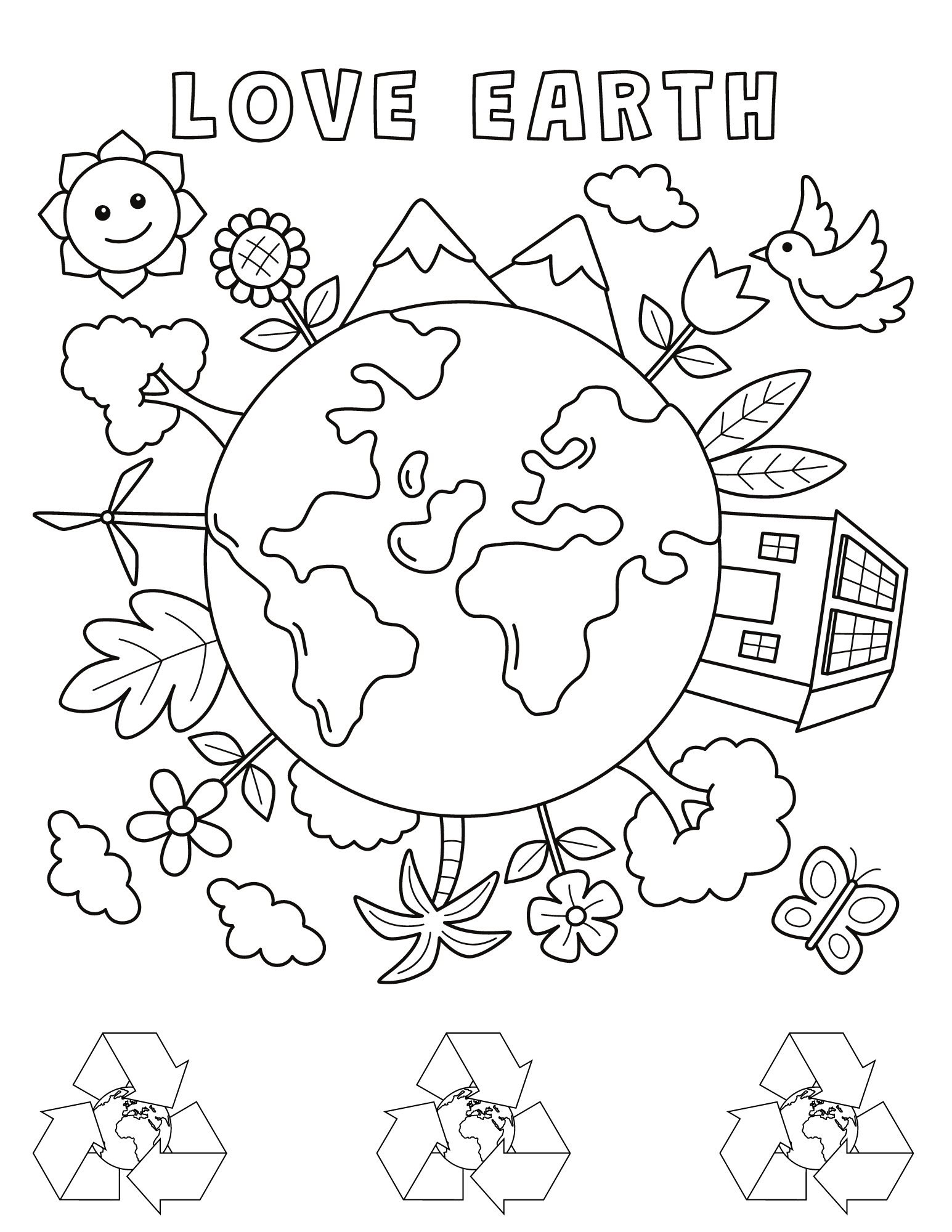 Earth Day Coloring Pages for Kids and Adults