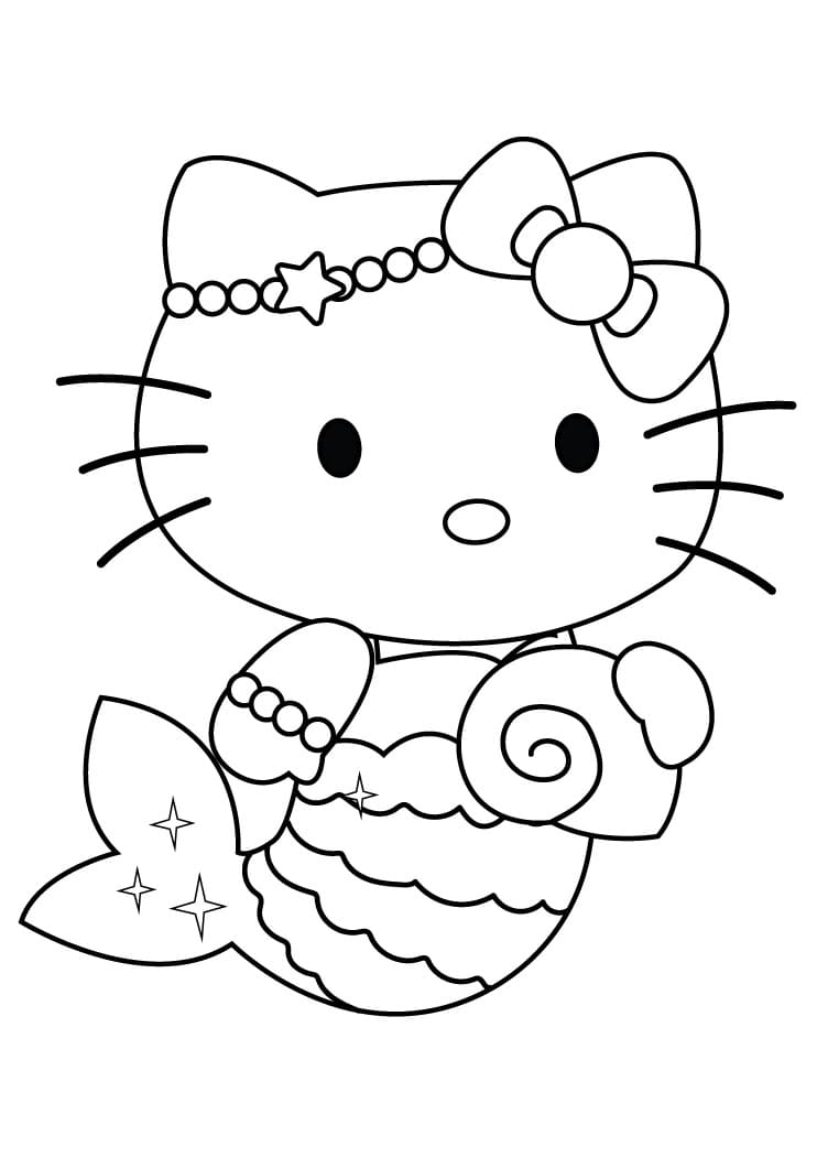 Free Hello Kitty Mermaid Coloring Page - Free Printable Coloring Pages for  Kids