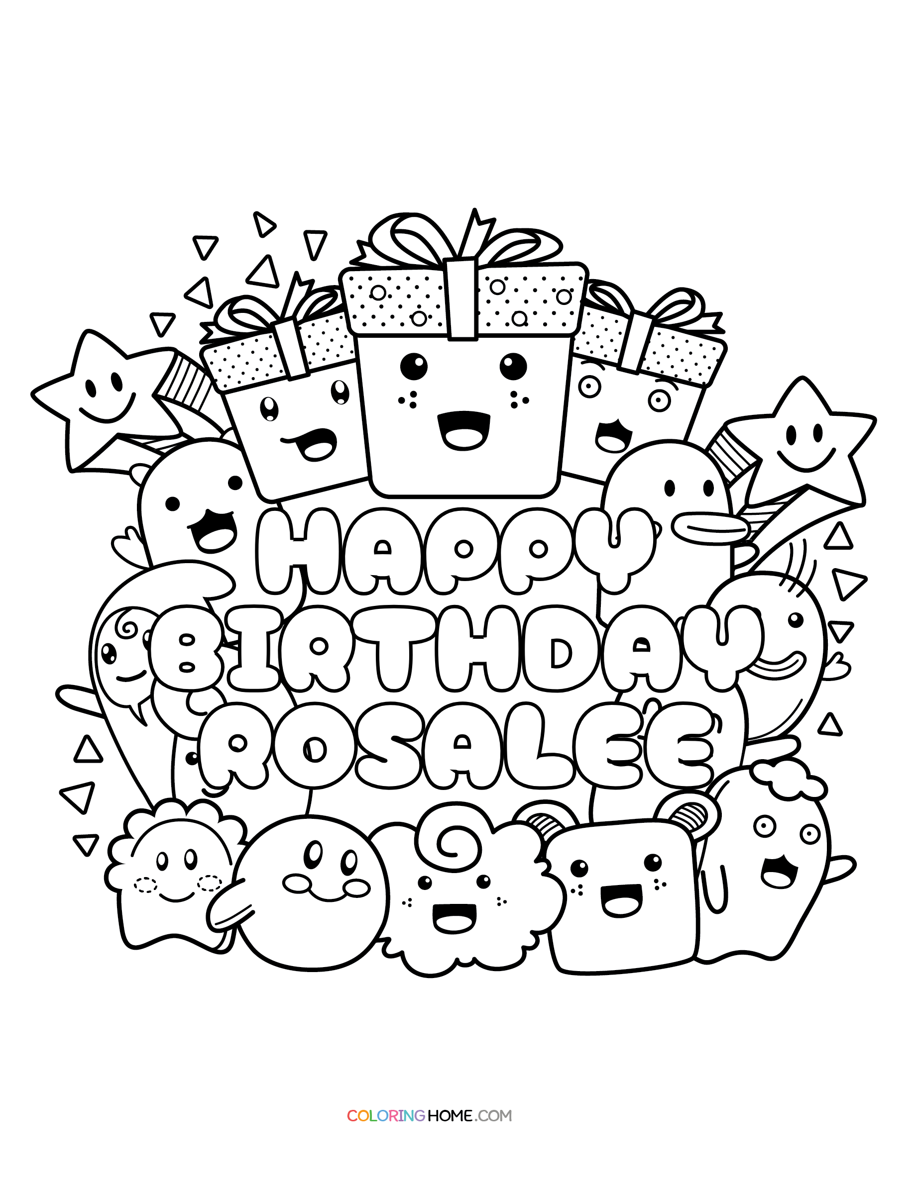 Happy Birthday Rosalee coloring page