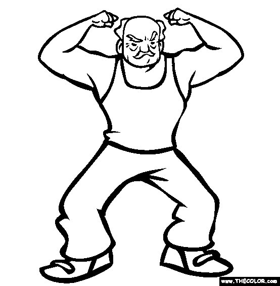 Strong Grandpa Online Coloring Page