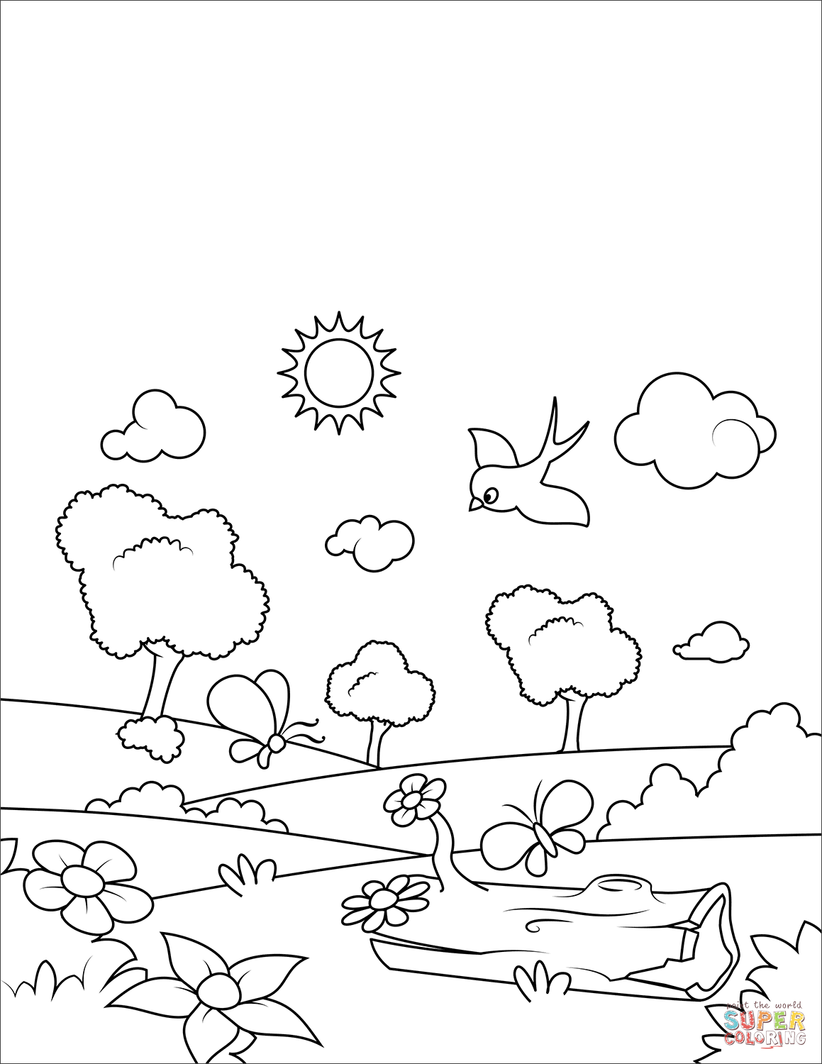 Blossoming Spring coloring page | Free Printable Coloring Pages