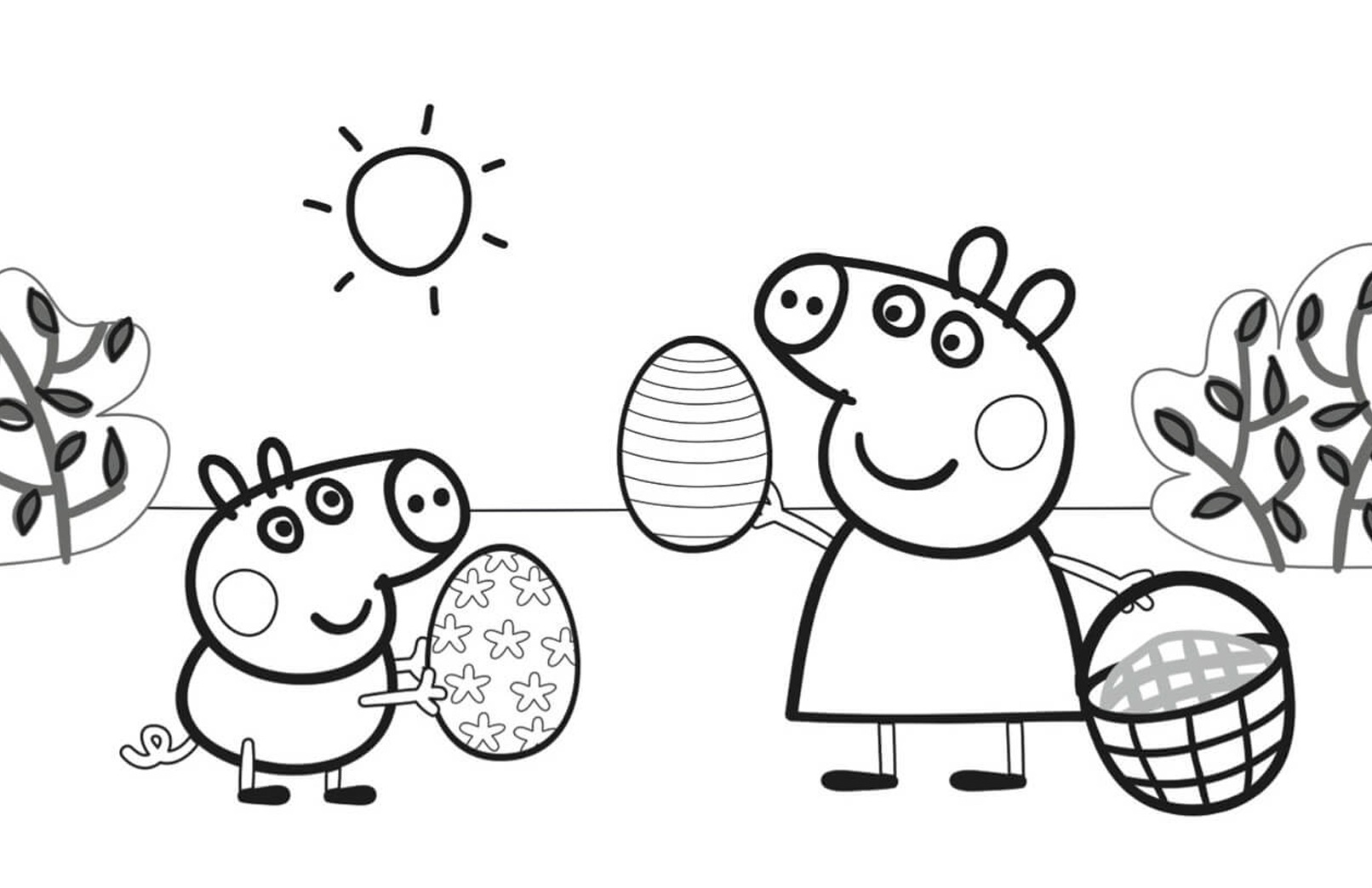 Coloring Peppa Pig painting Easter eggs - Drukuj-Kolorowanki.pl