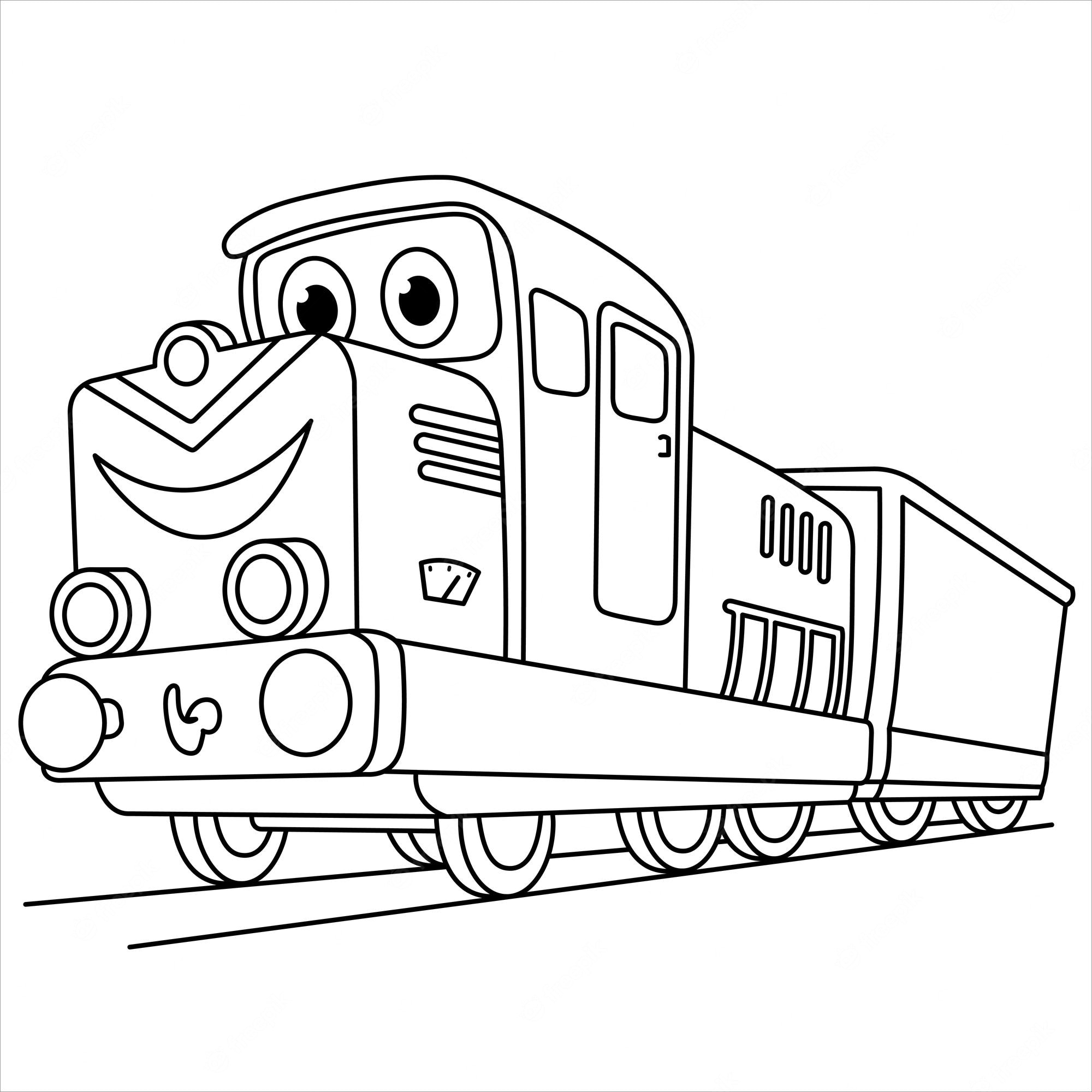 Premium Vector | Happy train coloring page locomotive isolated on white  background cartoon train illustration