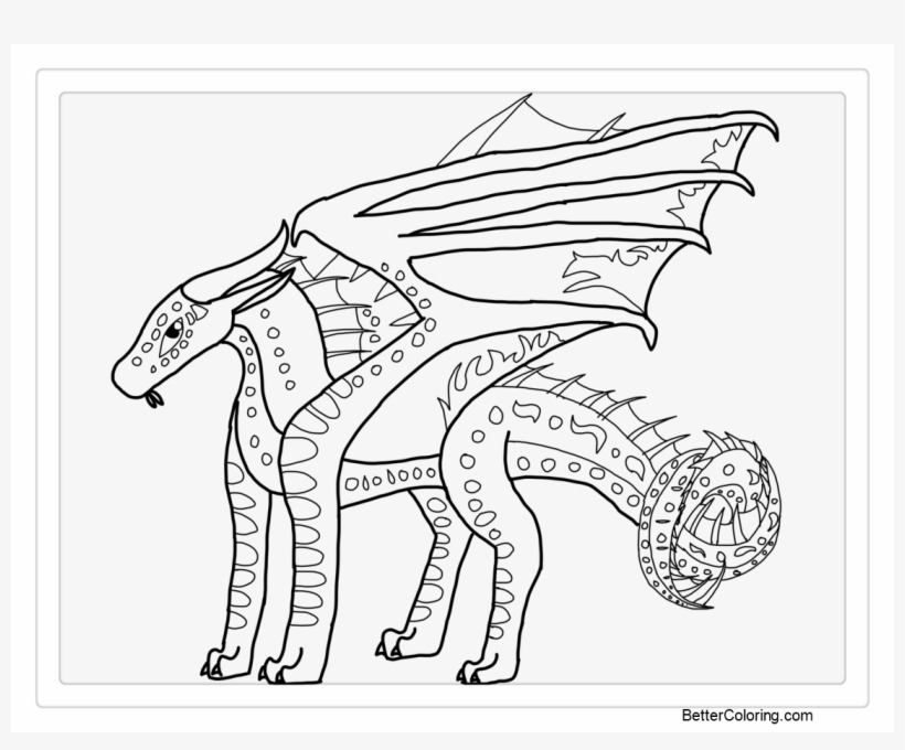 Wings Of Fire Coloring Pages For Kids With Seawing - Line Art - 1140x890  PNG Download - PNGkit