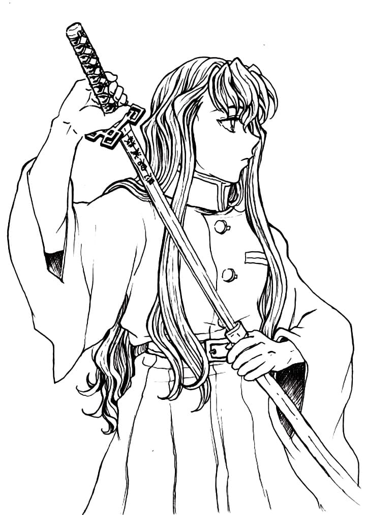muichiro tokito 1 Coloring Page - Anime Coloring Pages