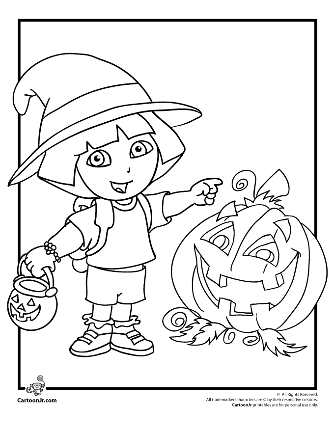 Dora Halloween Coloring Page