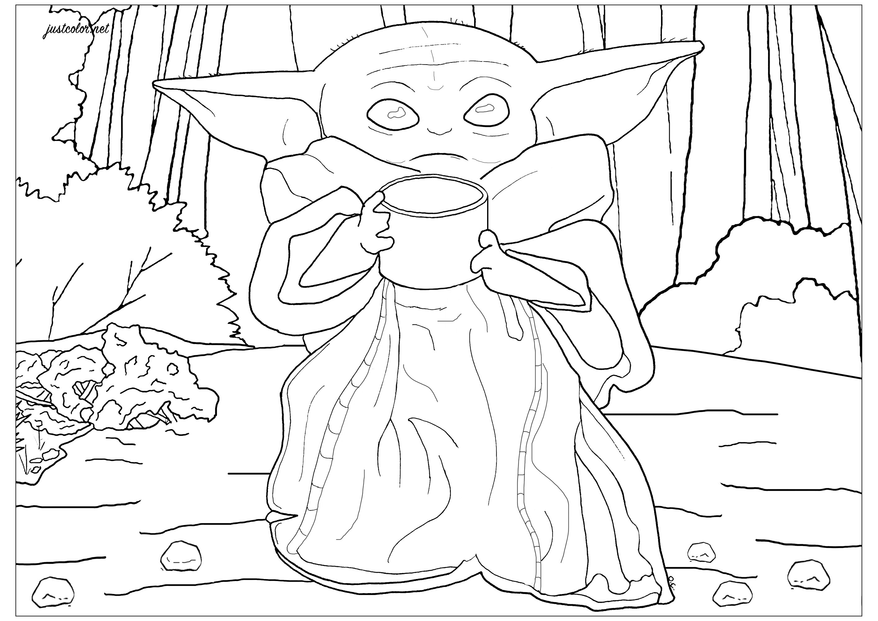 Baby Yoda The Child - Movies Adult Coloring Pages