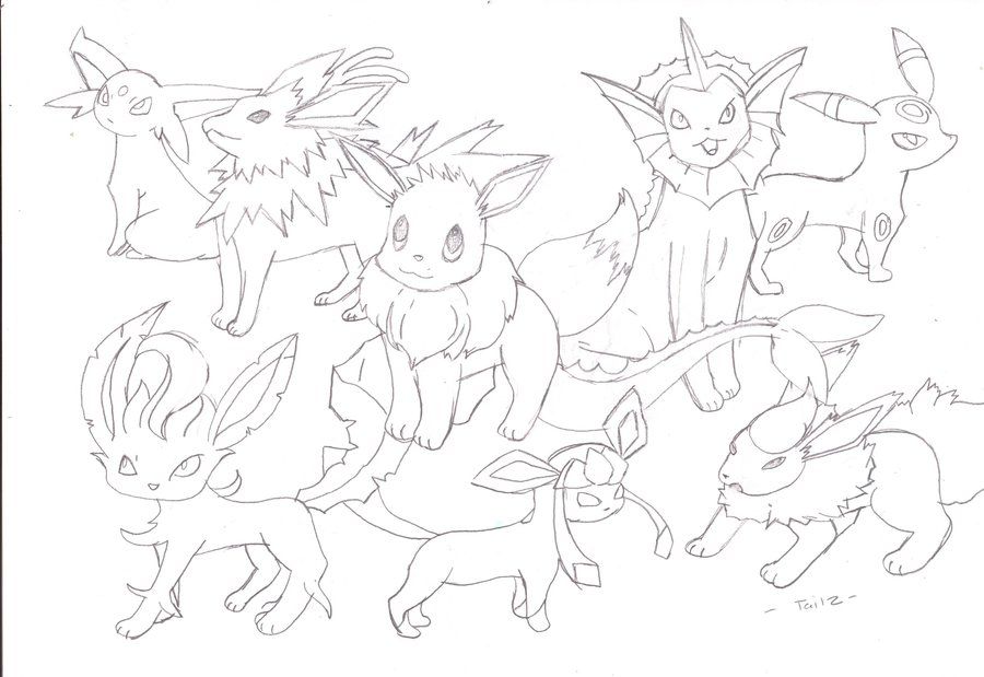 Cartoon Coloring Pokemon Coloring Pages Eevee Evolutions Eevee 