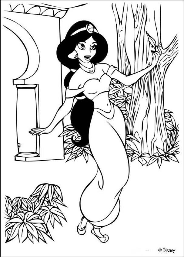 Aladdin coloring pages - Dancing princess Jasmine