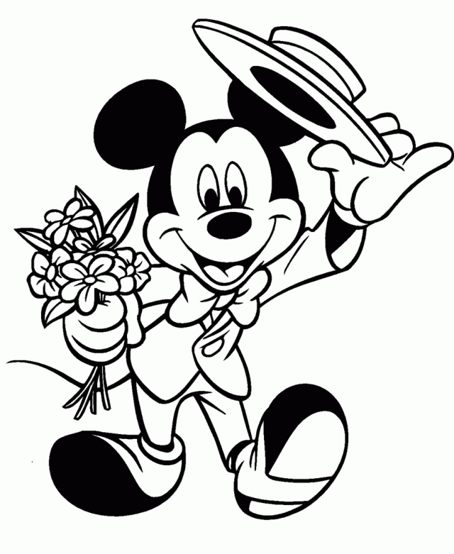 Disney Mickey And Minnie Mouse Valentine Love Coloring Page Free 