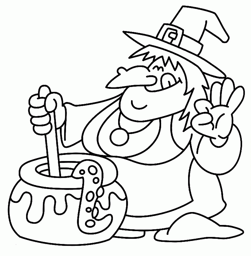 2014 witch and couldron coloring pages for kids - Coloring Point