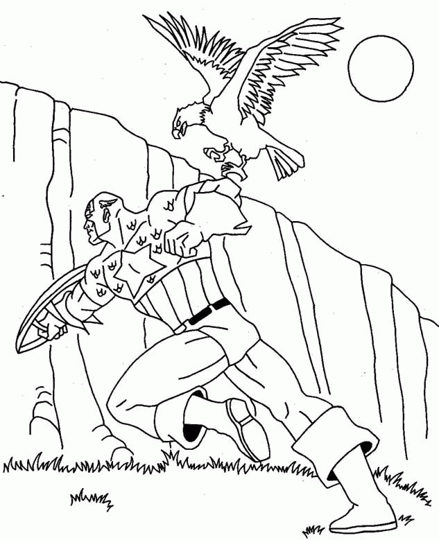 Captain America And Bird Coloring Page - Captain America Coloring 
