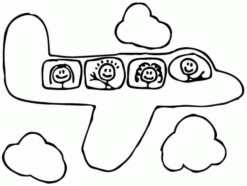 Free Colouring Pages Transportation Air Plane For Kindergarten 