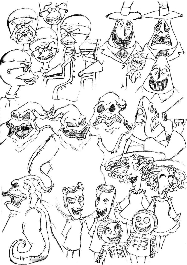 Nightmare Before Christmas Coloring Pages. Download and Print