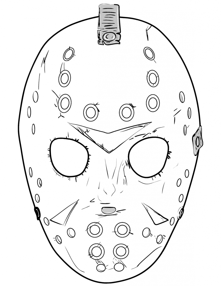 Jason Coloring Pages Friday the 13th | Jason mask, Jason drawing, Coloring  pages