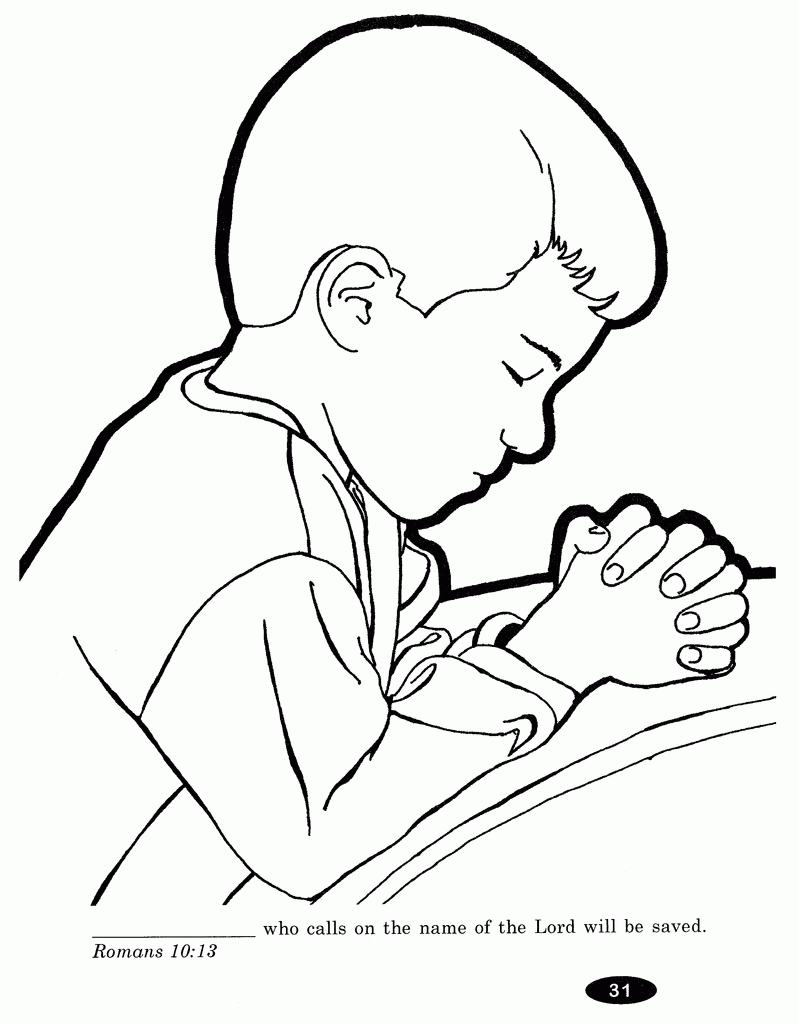 Children Praying Coloring Page