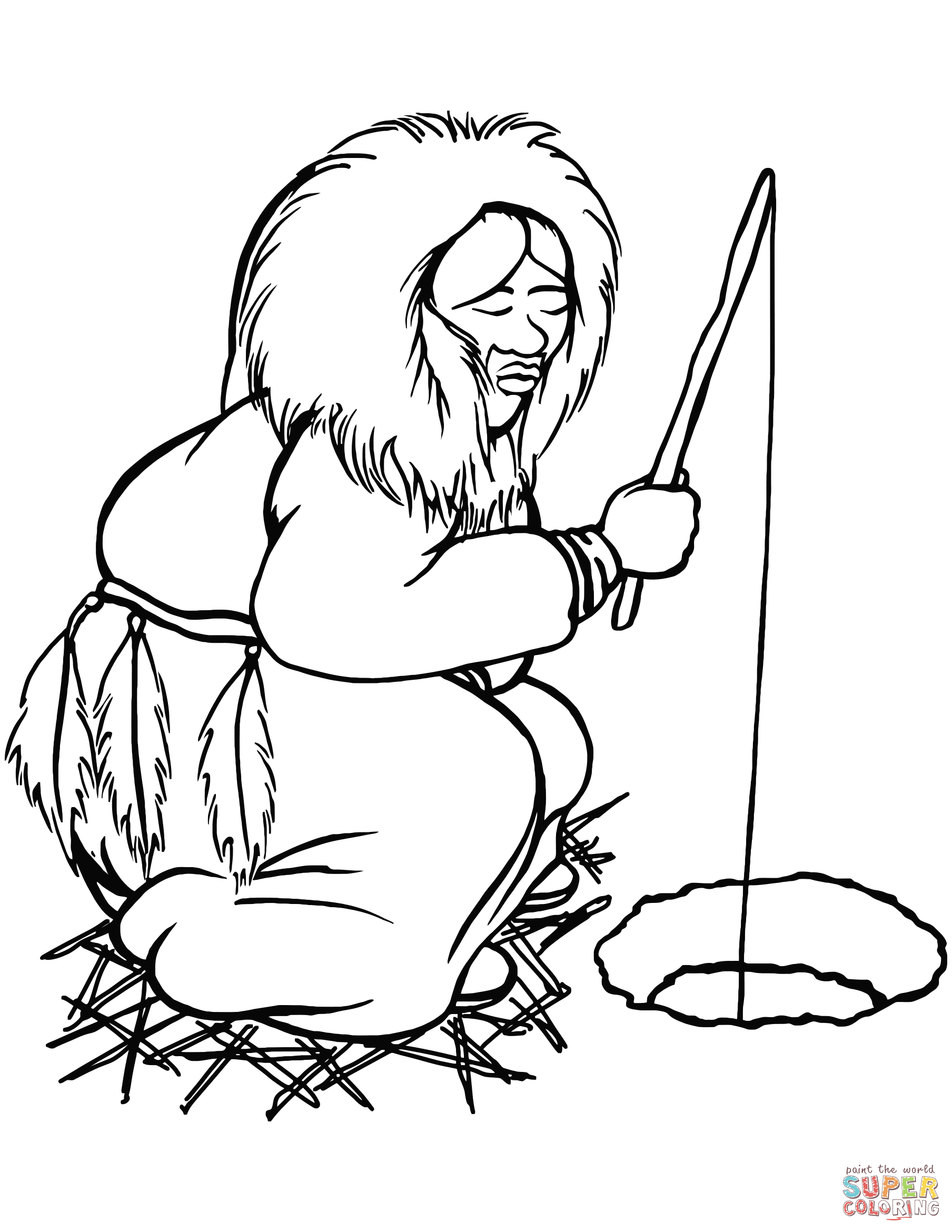 Eskimo Fishing coloring page | Free Printable Coloring Pages