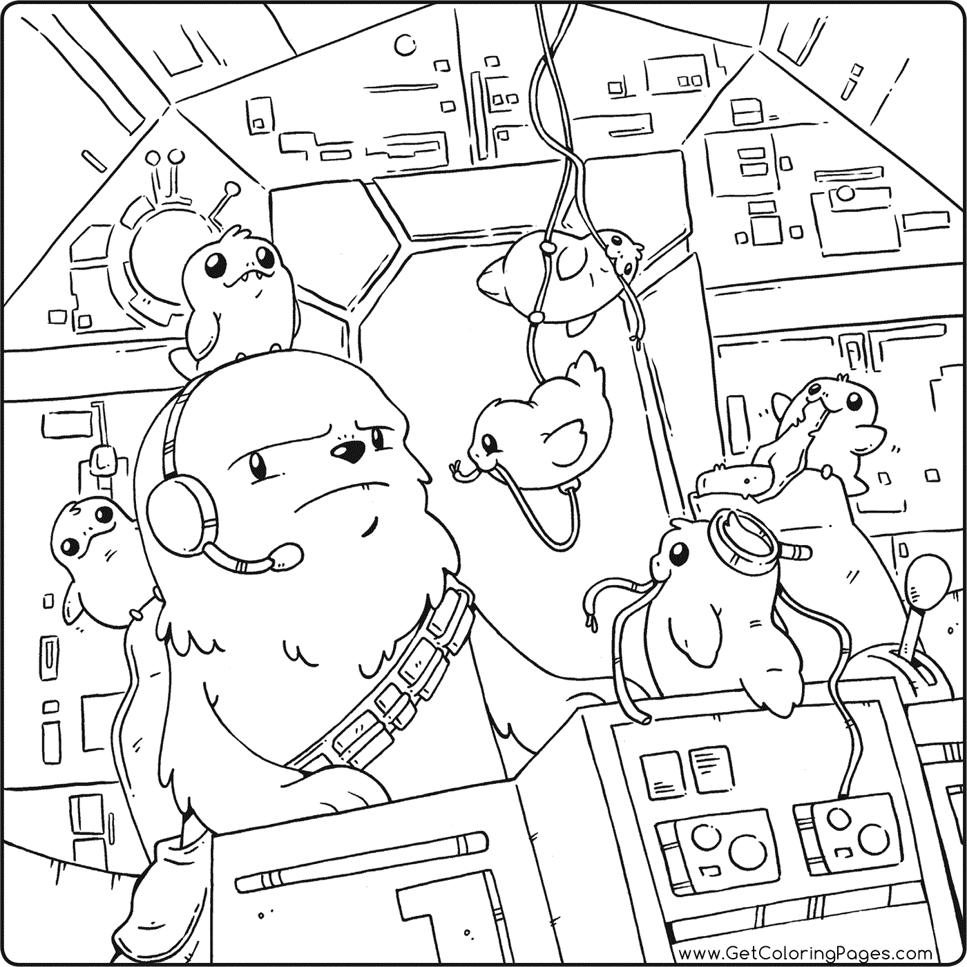 Porg & Chewie Coloring Pages - Get Coloring Pages