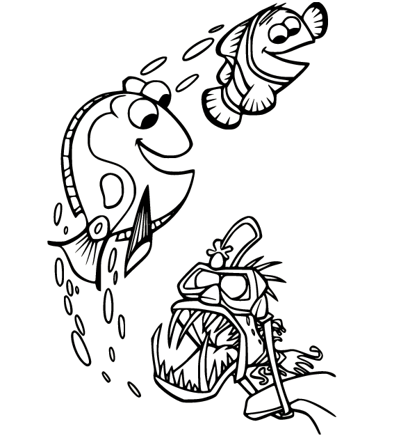 Marlin and Dory Meet Anglerfish Coloring Pages - Finding Nemo Coloring Pages  - Coloring Pages For Kids And Adults