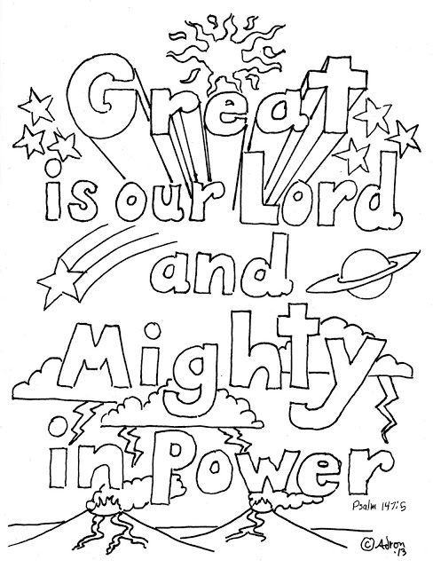 Coloring Pages for Kids by Mr. Adron: Great Is Our Lord, Psalm 147:5 Print  and Colo… | Sunday school coloring pages, Bible verse coloring page, Bible coloring  pages