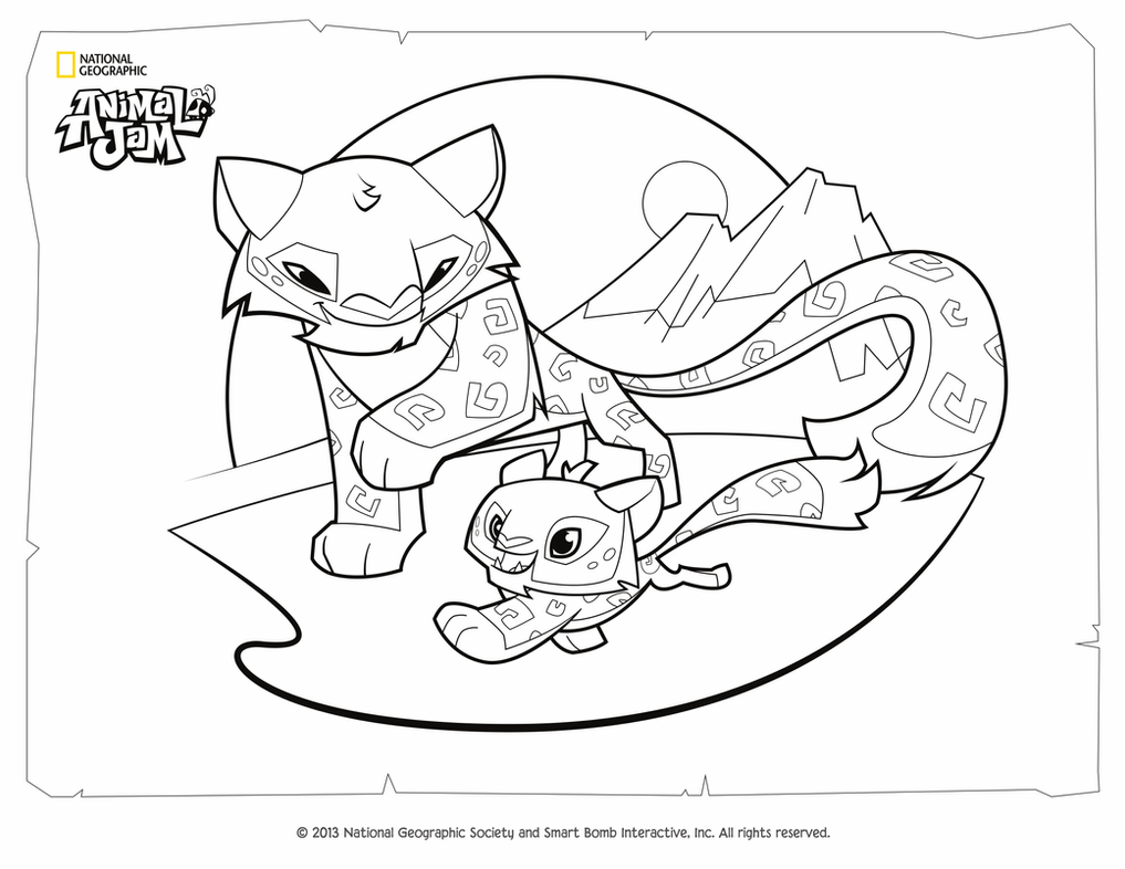 Animal jam animals coloring pages snow leopard