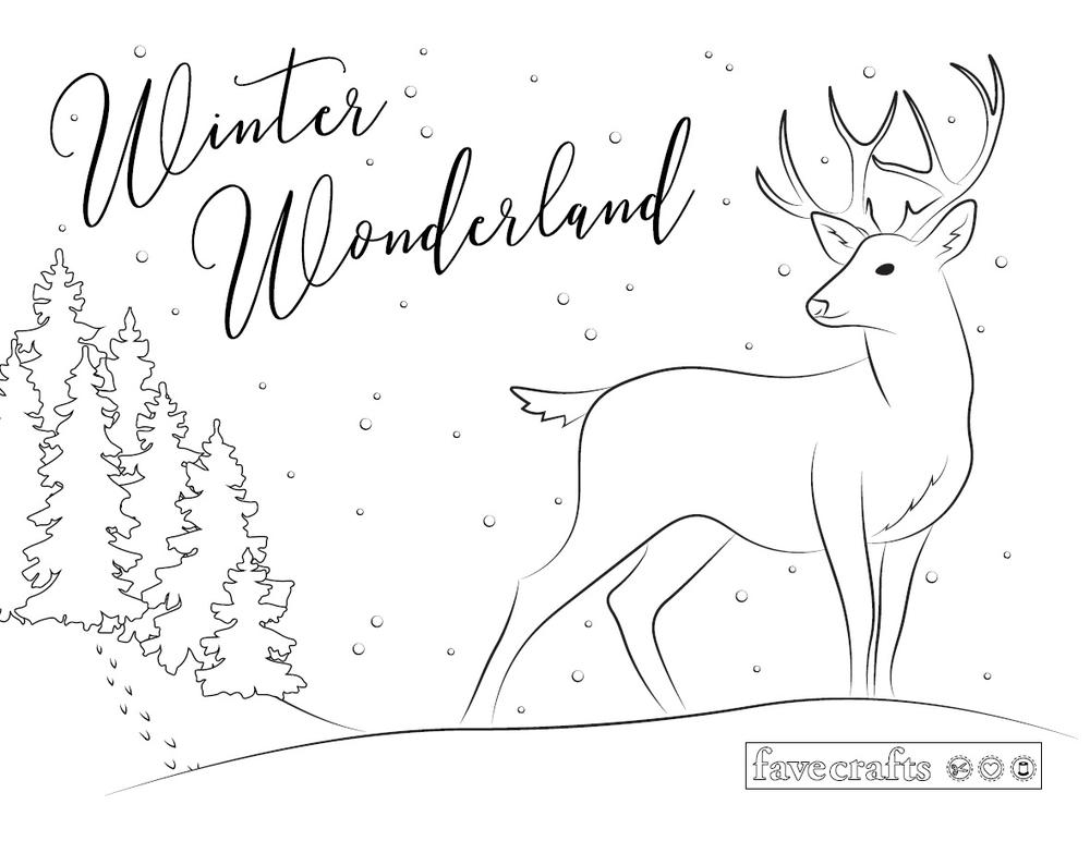 Winter Wonderland Deer Coloring Page | FaveCrafts.com