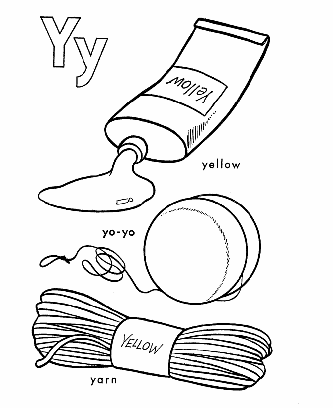ABC Alphabet Coloring Sheets - Yy is for Yarn / YoYo / Yellow ...