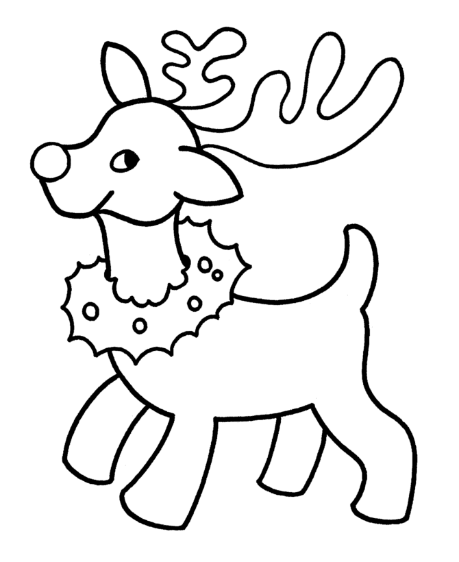 Learning Years: Christmas Coloring Pages - Reindeer with Wreath 