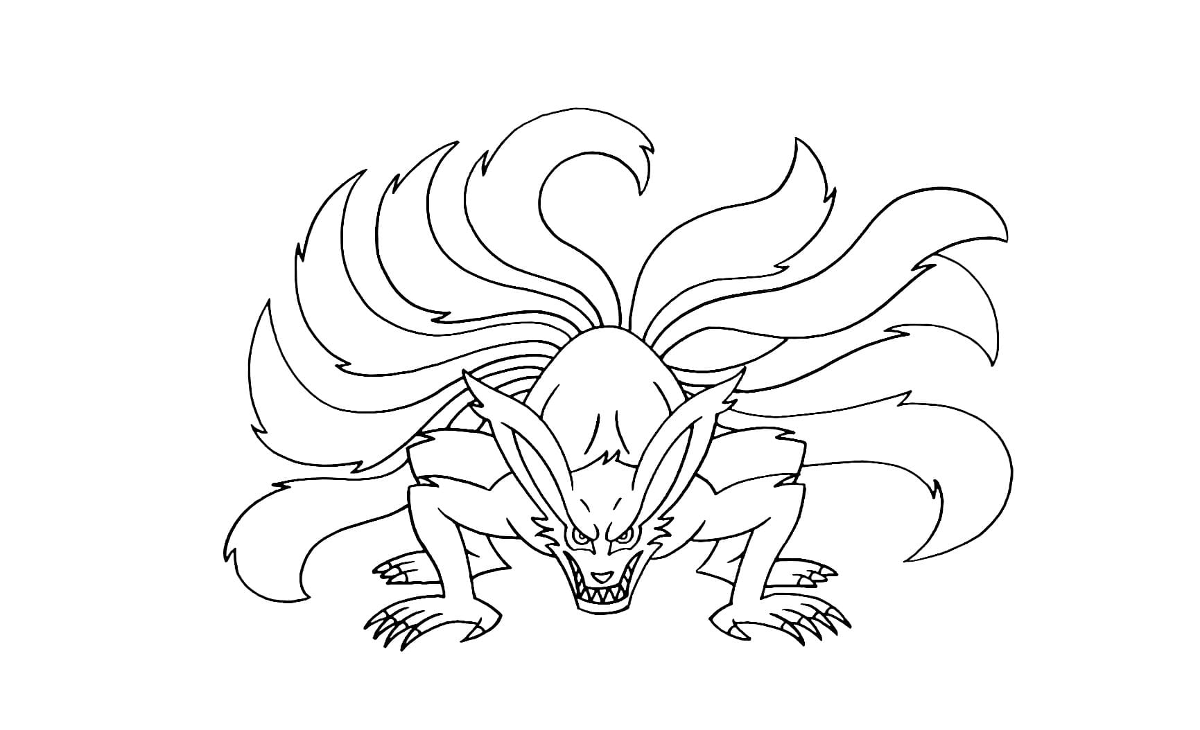 Nine Tail Fox Coloring Pages - Coloring Nation