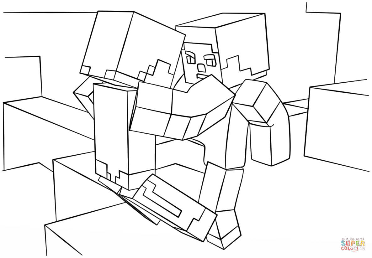 Minecraft Fight Scene coloring page ...