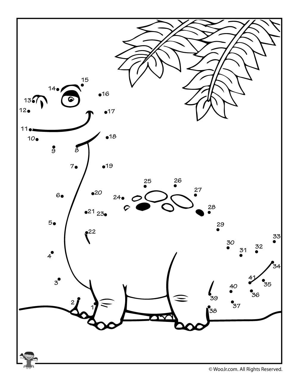 Cartoon Dinosaur Dot to Dot Activity | Woo! Jr. Kids Activities