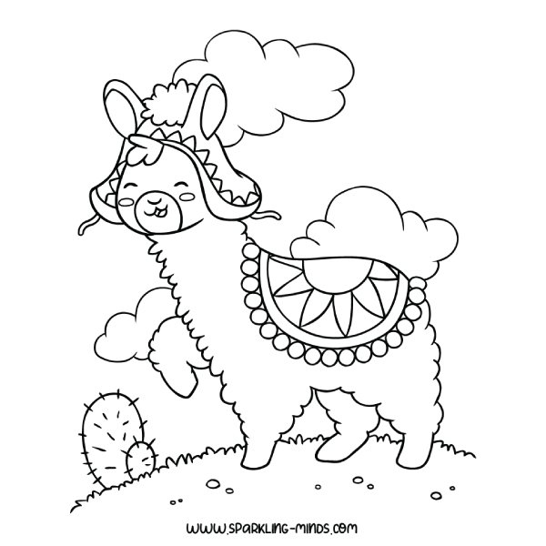 LLAMA Coloring Page for Kids - Sparkling Minds