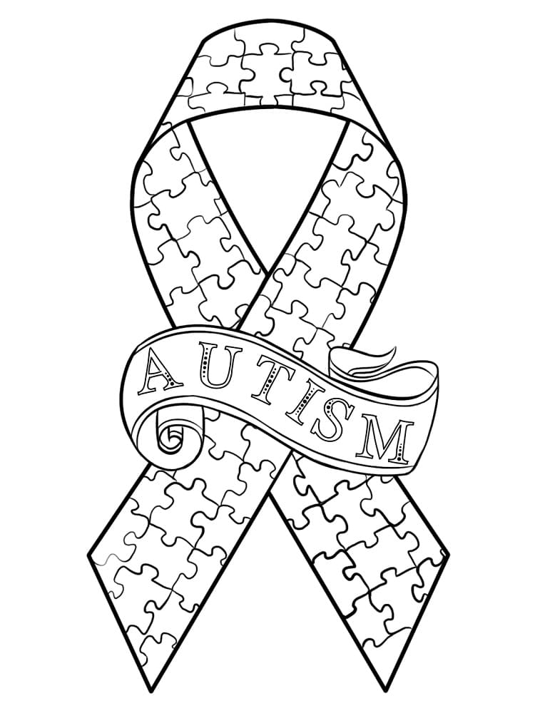 Autism Awareness Ribbon Coloring Page - Free Printable Coloring Pages for  Kids