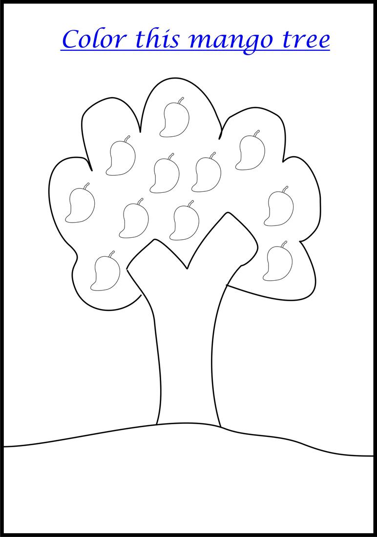 Mango Tree coloring page printable for kids
