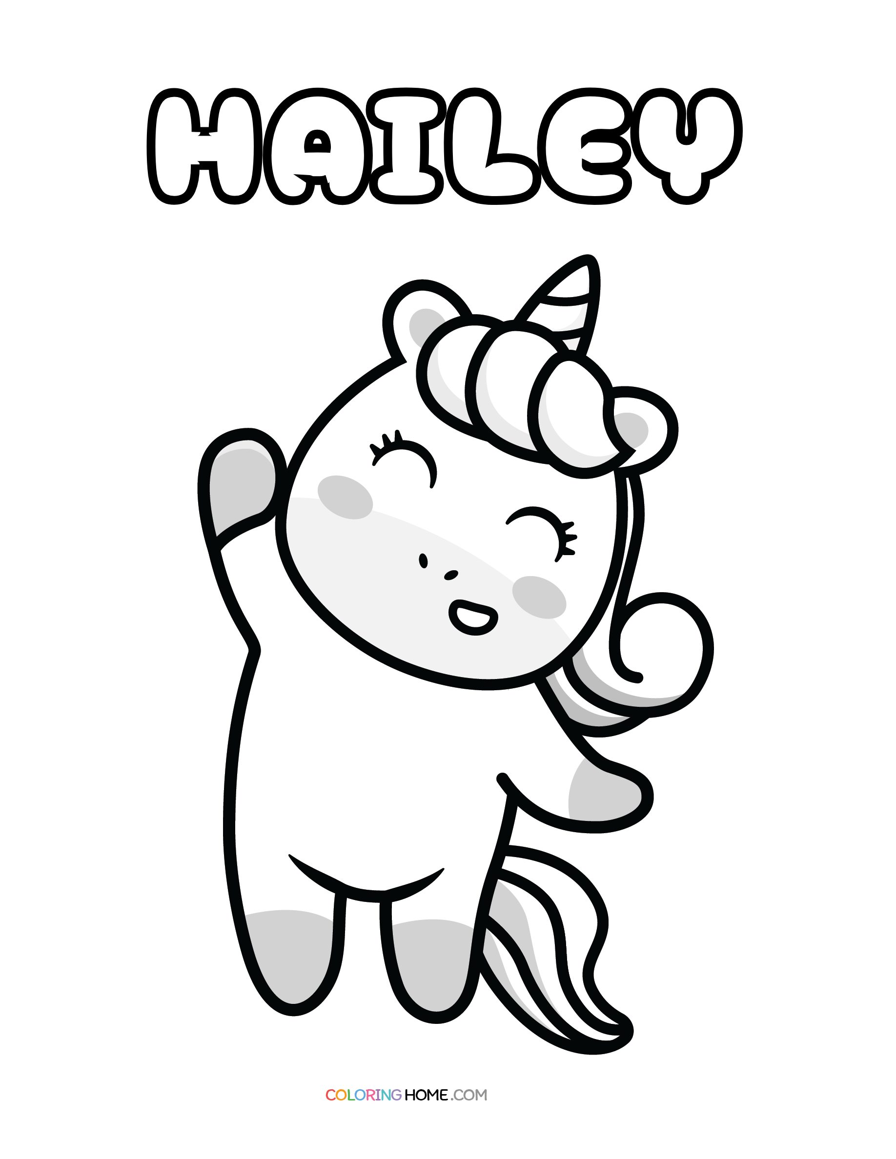 Hailey unicorn coloring page