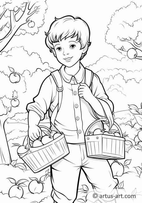Apple Picking Coloring Page » Free ...