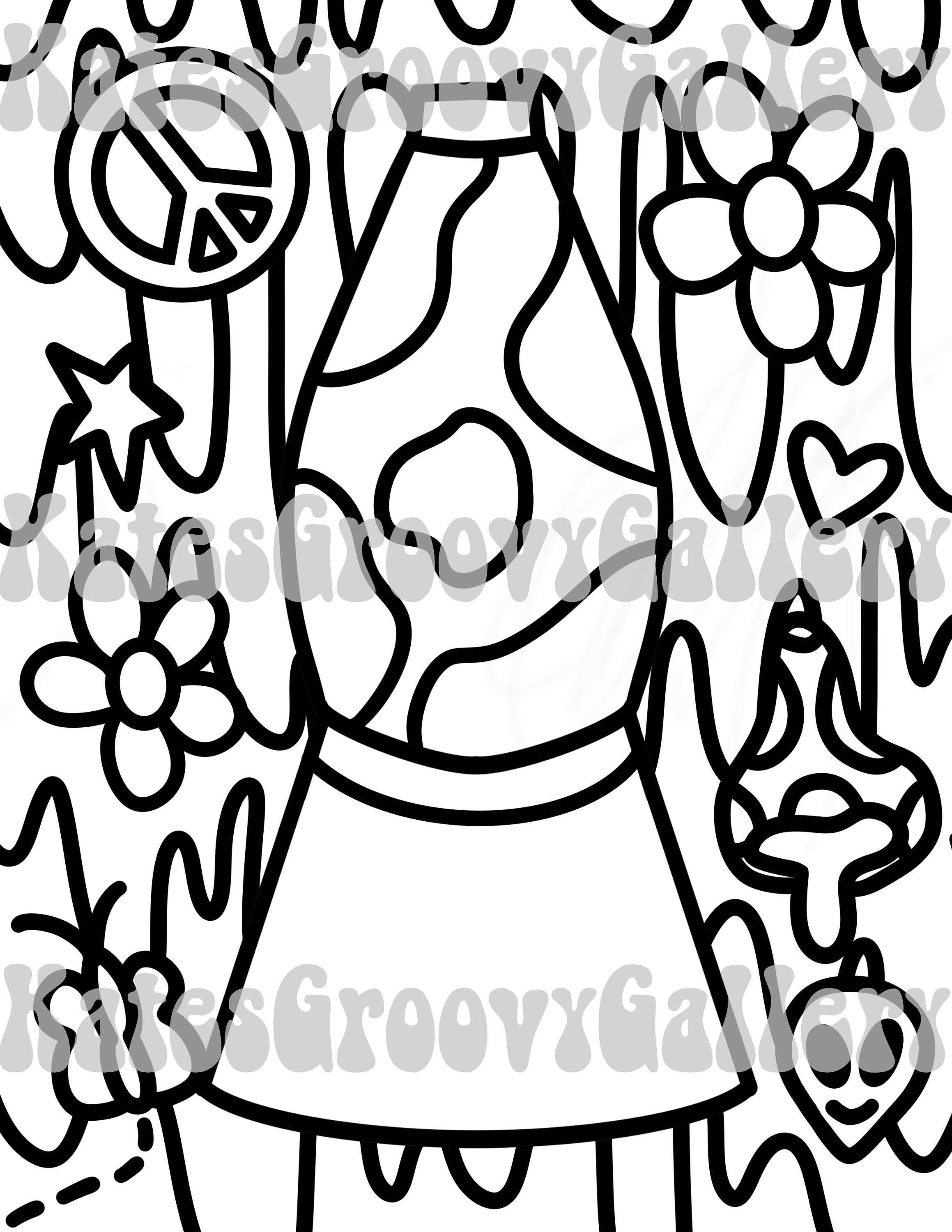 Lava Lamp Hippie Coloring Page Digital Download - Etsy